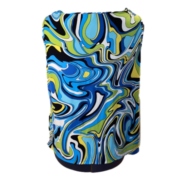 PETER Nygard Women’s Blue Multicoloured  Sleeveless Scoop Neck Top (Size Large) - Picture 3 of 7